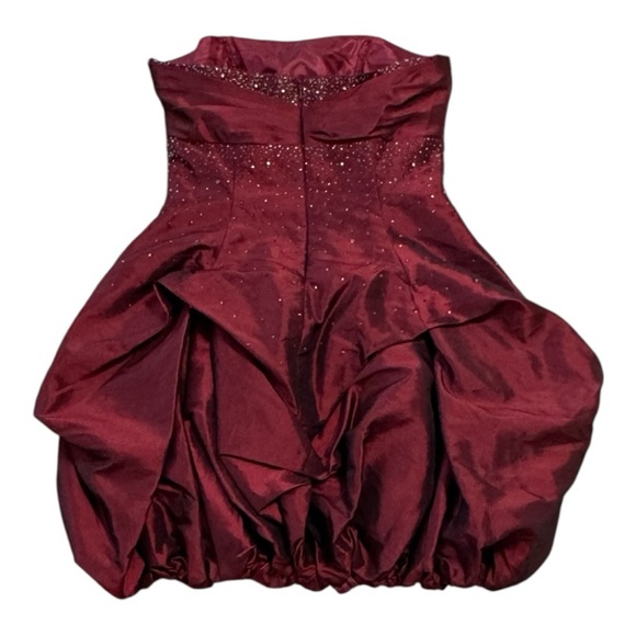 May Queen Beaded Mini Strapless Mini Dress Burgundy Red Size 8 Party Prom Hoco - Picture 2 of 7
